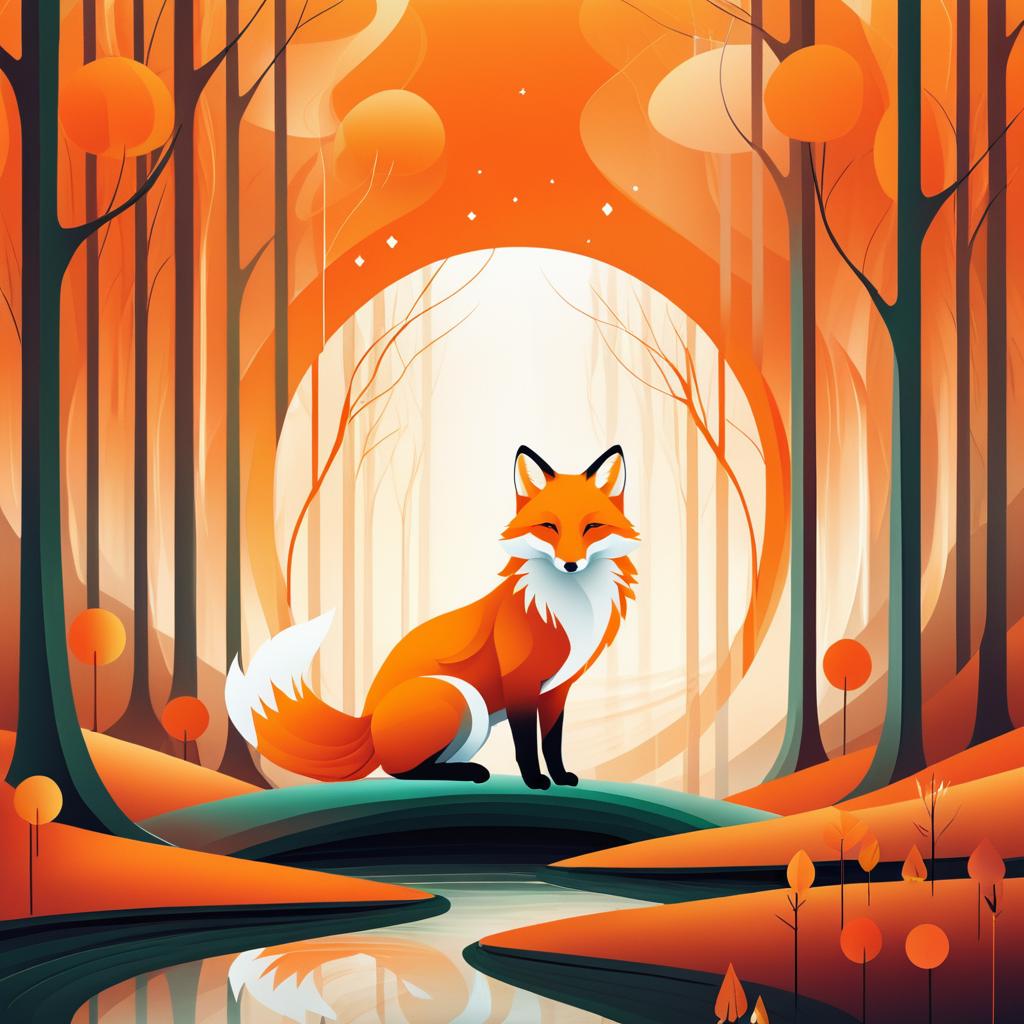 Serene Fox in Tranquil Forest Art