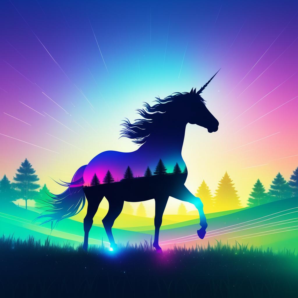 Vibrant Unicorn in Summer Meadow