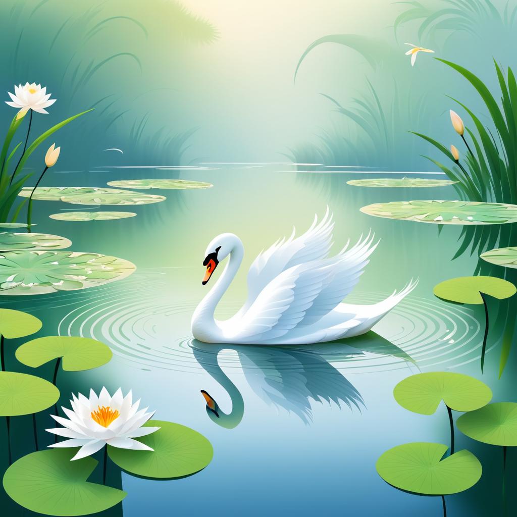 Serene Swan in Tranquil Lake Scene