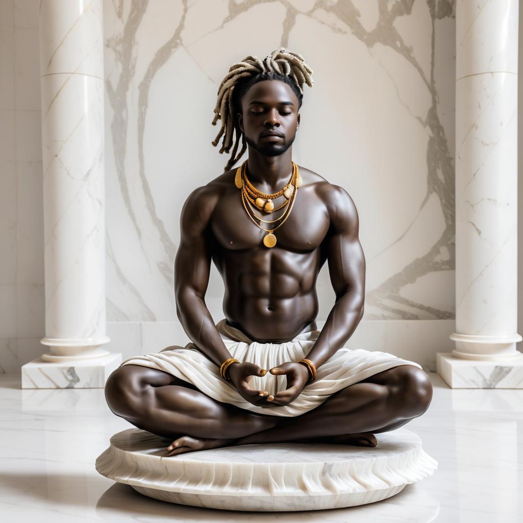 Stunning Marble Statue of Meditating Figure