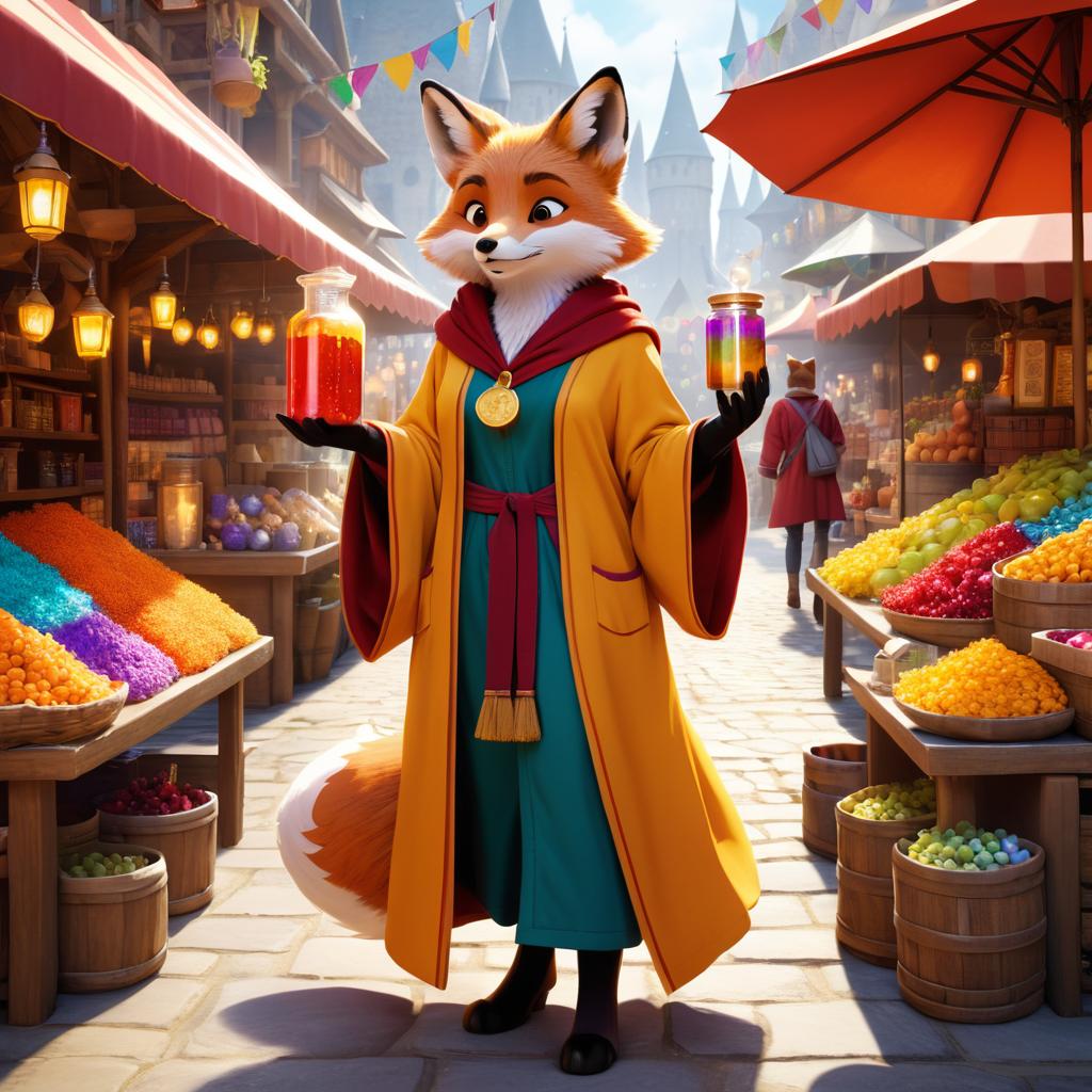 Anthropomorphic Fox Hermione in Market