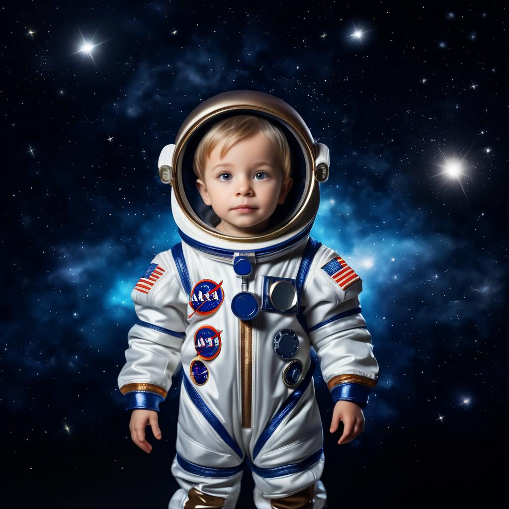 Charming Boy Astronaut in Outer Space