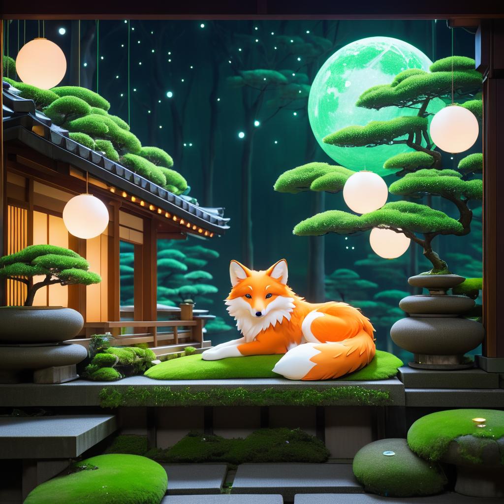 Futuristic Kyoto: Dreamy Fox Spirit Scene