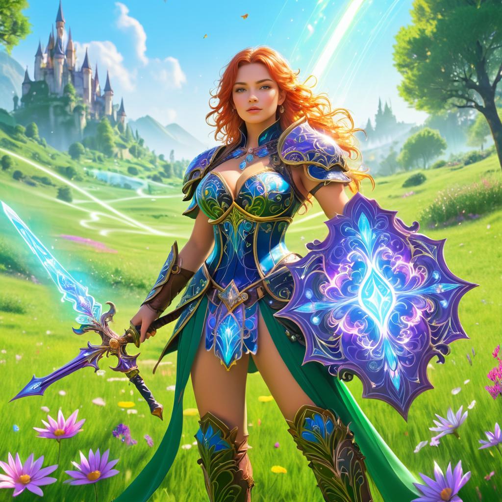 Enchanting Armor in a Vibrant Meadow