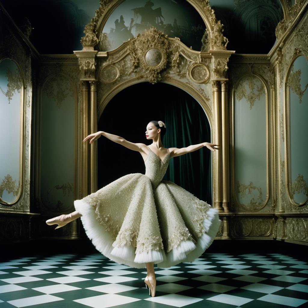 Opulent Ballet Dancer in Elegant Theater