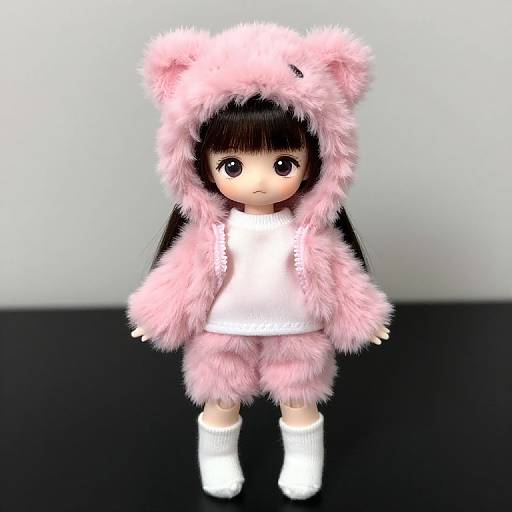 Female Doll in Pink Furry Outfit