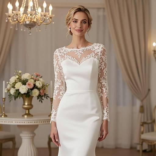 Elegant White Wedding Portrait in Detail