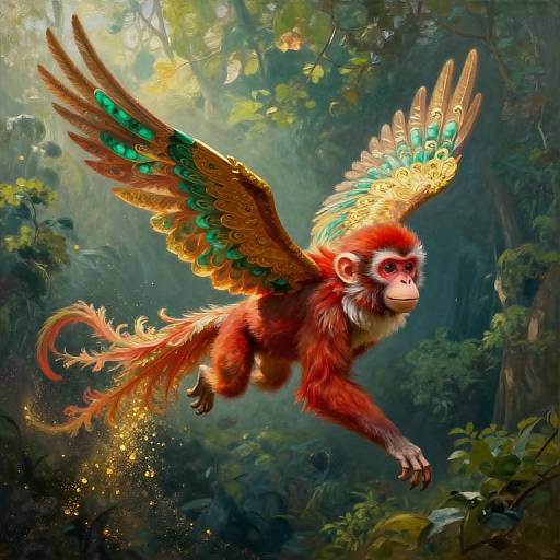 Regal Phoenix-Monkey Fusion Painting