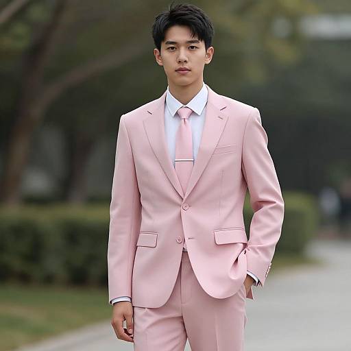 Stylish Man in Pink Formal Attire