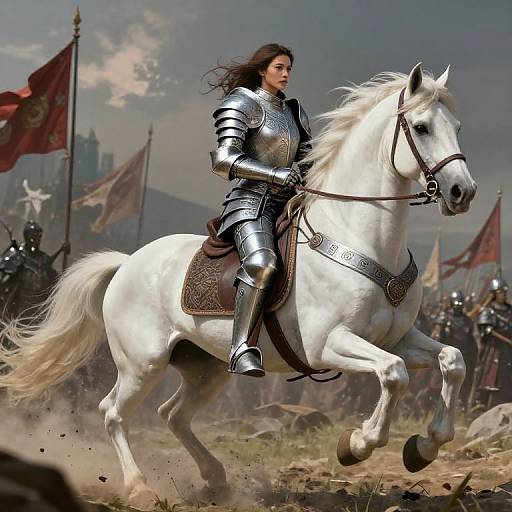 Heroic Female Warrior in Plate Armor