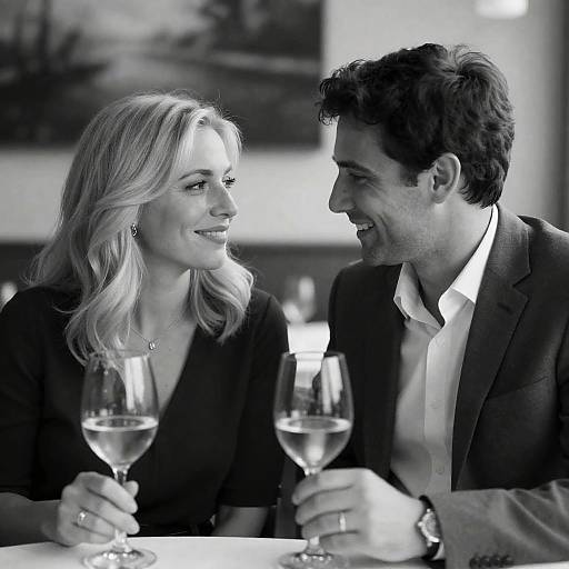 Romantic Black-and-White Restaurant Scene