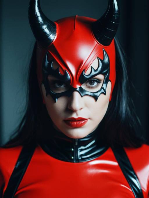 Striking Portrait of Latex-Clad Devil Woman