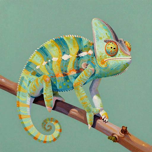 Vibrant Naive Art Chameleon