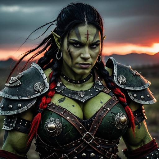 Fierce Female Orc Warrior at Dusk