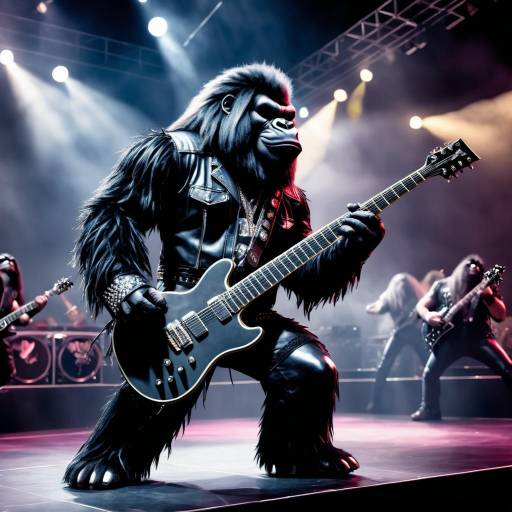 Rock Star Gorilla Thrashing on Stage