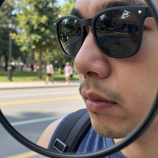 Reflective Close-Up of a Man's Nose