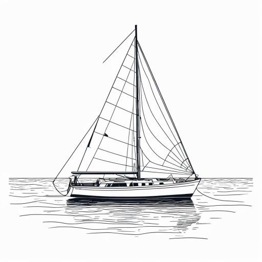 Serene Retro Sailboat Vector Illustration