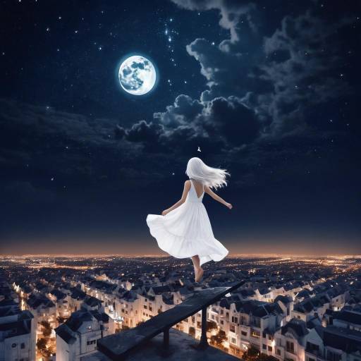 Dreamy Girl Under the Night Sky