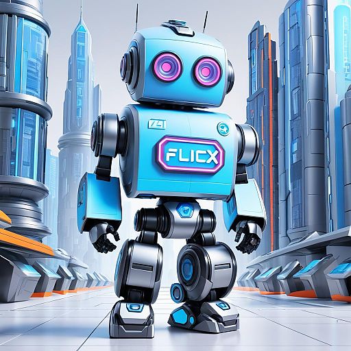 Robot Mechanic in Futuristic City Logo Robot Mechanic in Futuristic City Logo