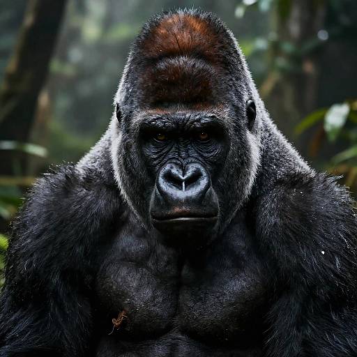 Intense Close-Up of Angry Silverback