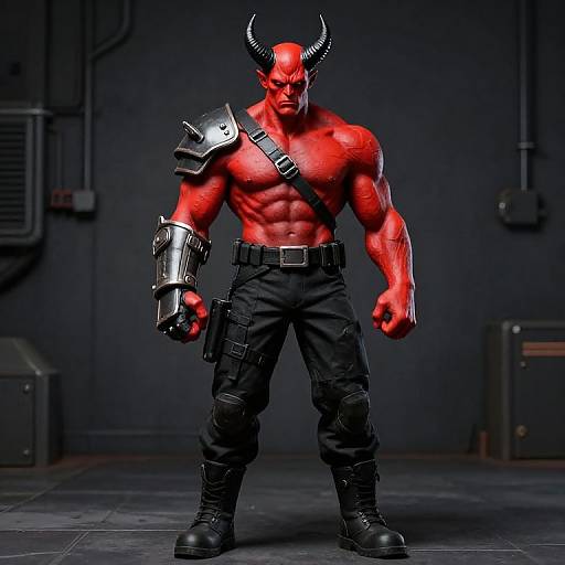 Muscular Red-Skinned Demon Portrait