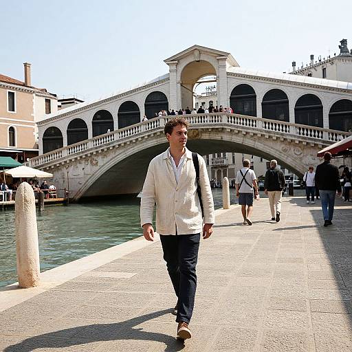 Realistic Daytime Rialto Bridge Scene