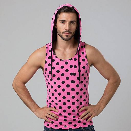 Man in Polka Dot Tank Top Hoodie