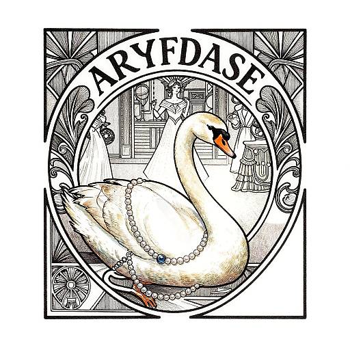 Elegant Swan Art Deco Branding Sketch