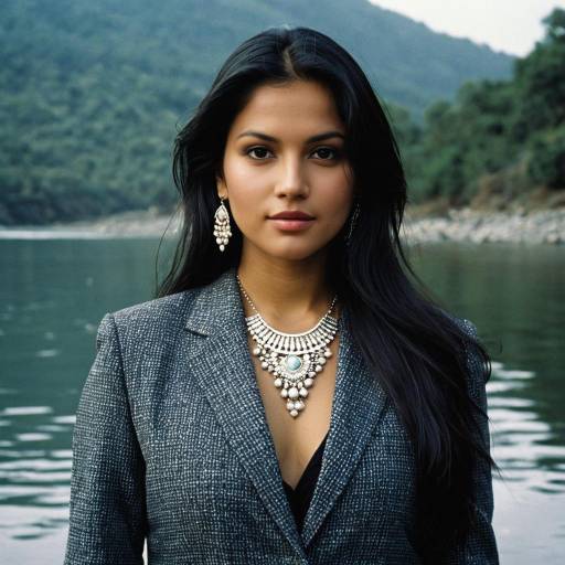 Portrait of Woman in Suit with Jewelry by River