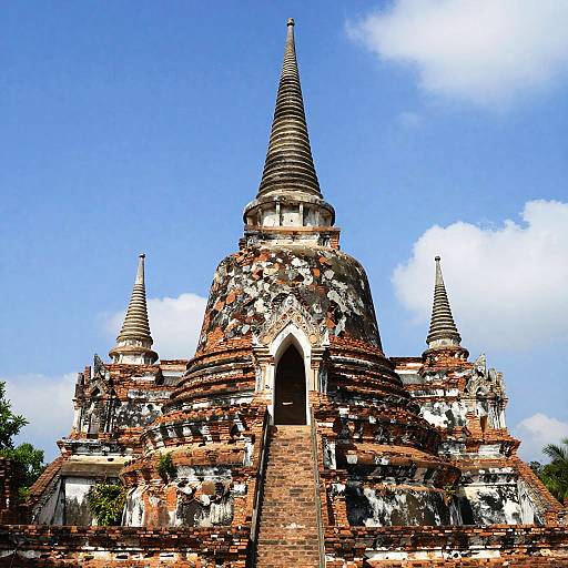 Ancient Reddish-Brown Brick Stupas