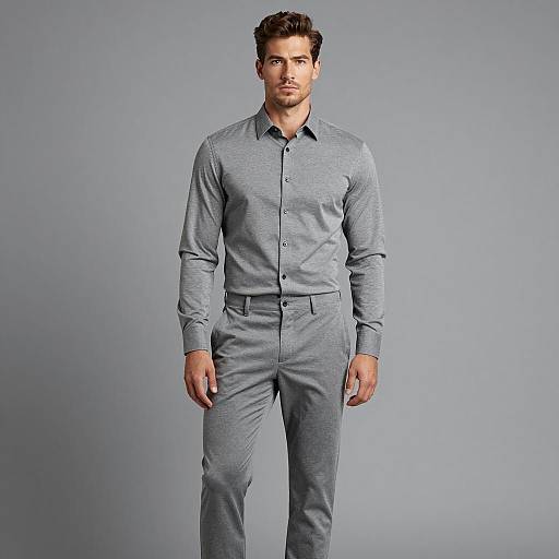 Photorealistic Male Model in Gray Outfit