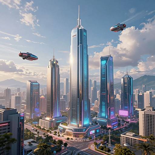 Futuristic Cyber Metropolis Cityscape