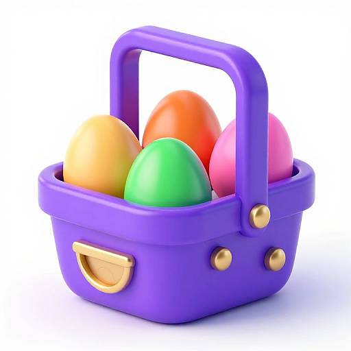 Purple Basket with Colorful Easter Eggs
