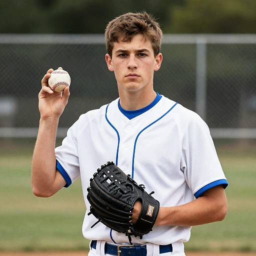 Focused Young Man in Baseball Gear