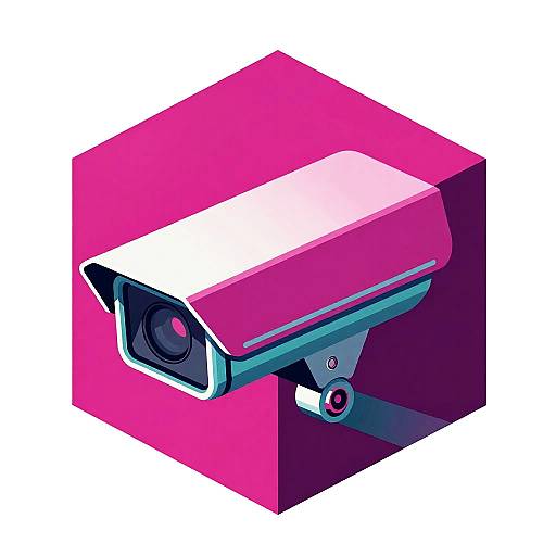 Magenta Teal Outrun Surveillance Drone Illustration
