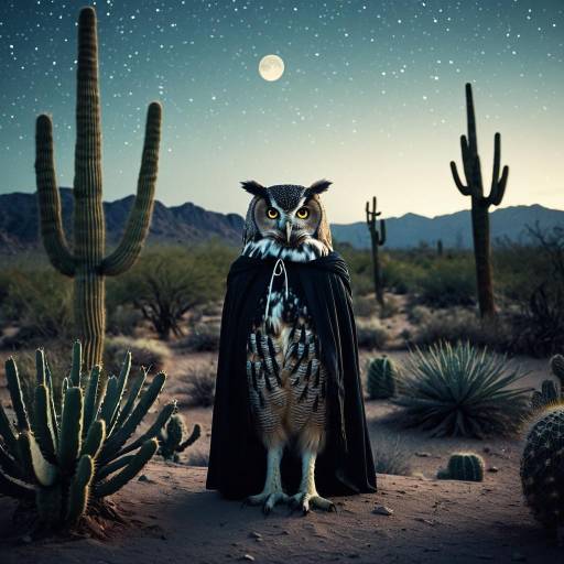 Mystical Owl Magician in Desert Oasis Mystical Owl Magician in Desert Oasis