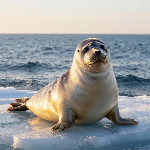 Charming Harp Seal on Drift Ice