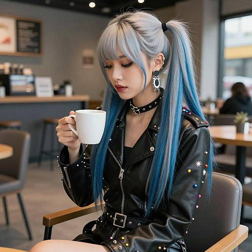 Edgy Fashion in a Modern Cafe