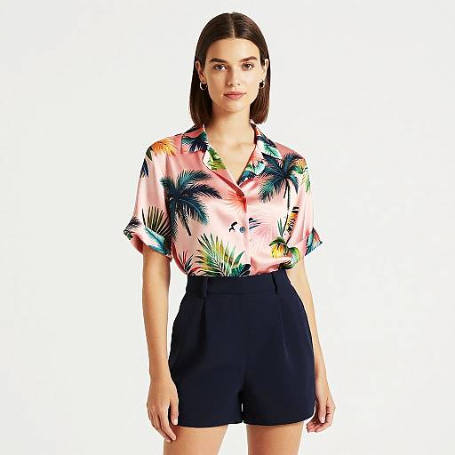 Elegant Young Woman in Tropical Fashion