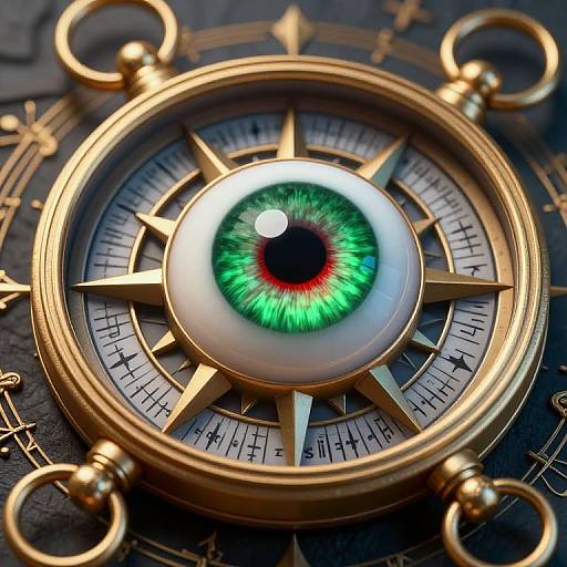 Ornate 3D Compass with Mystical Eye