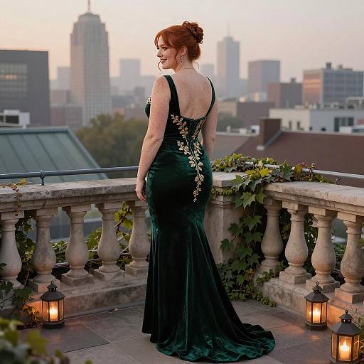 Elegant Redhead in Velvet Gown