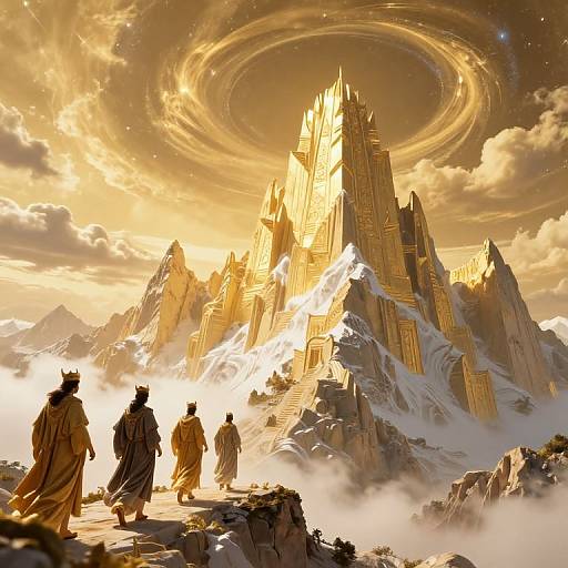 Moebius-Style Celestial Mountain Journey