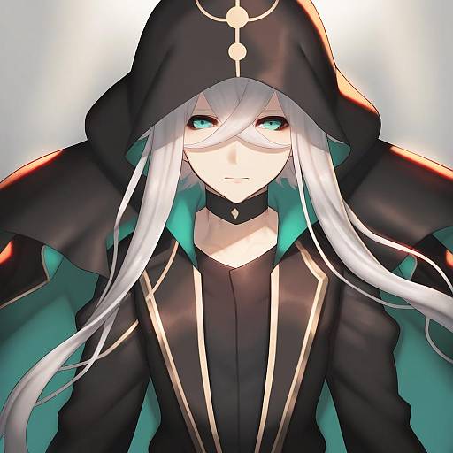 Illustration of Asclepius (fate), fate (series) in the style of Rikume