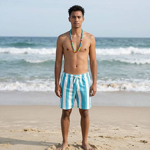 Man on Beach in Sandlot Costume