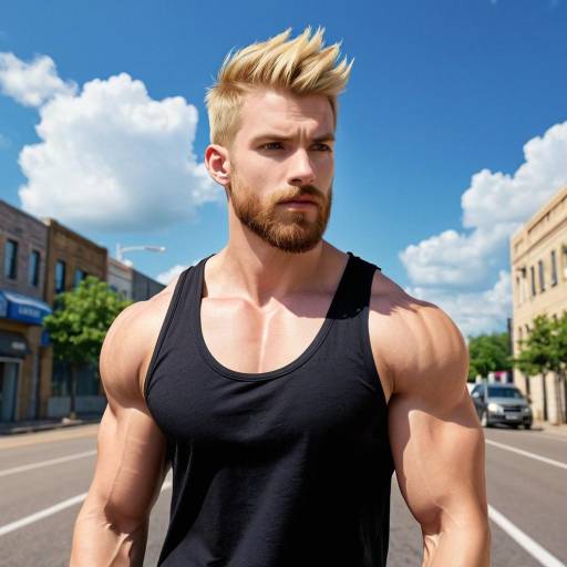 Muscular Male Outdoors in Black Tank Top