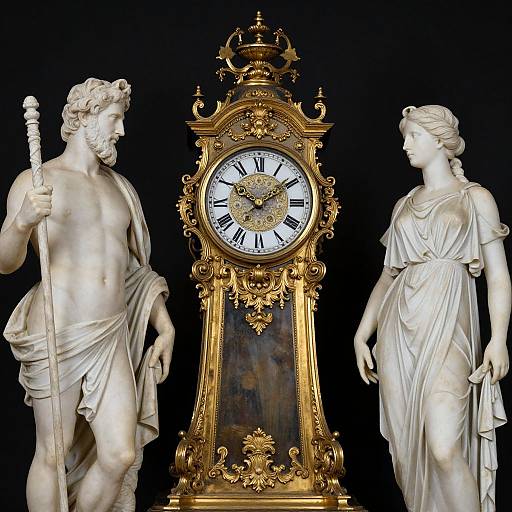Ornate Vintage Clock with Timeless Statues