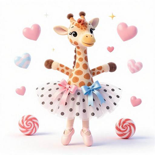 Adorable Giraffe Ballerina in Polka Tutu