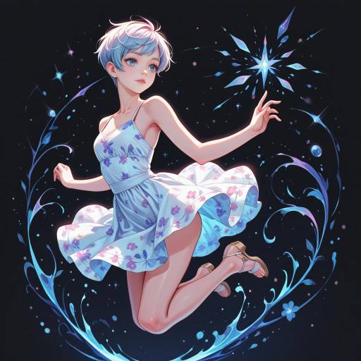 Joyful Pixie in Chic Floral Dress