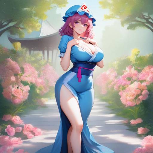 Yuyuko's Elegant Summer Garden Portrait