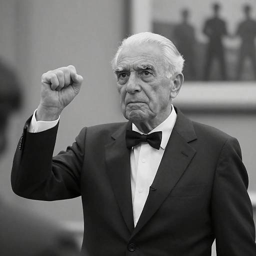 Determined Elderly Man in Black-and-White